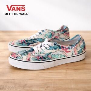 Vans Women’s 9.5 Tropical Floral Canvas Low Top Sneakers Pink Green Print